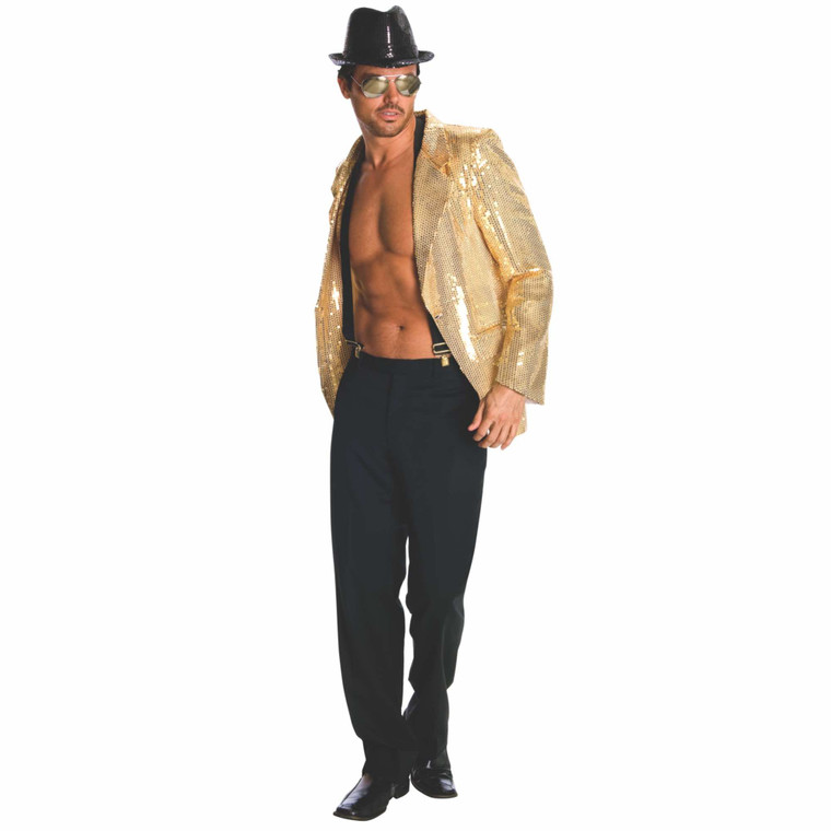 Gold Sequin 1920s Magician Cabaret Circus Ringmaster Mens Costume Jacket