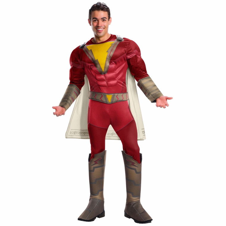 Shazam Deluxe Muscle Chest Captain Marvel DC Superhero Adult Mens Costume