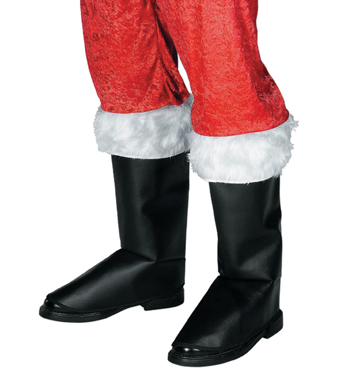 Santa Claus Deluxe Mock Leather Fur Trim Christmas Mens Costume Boot Tops
