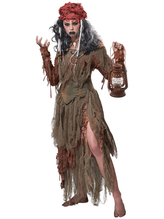 Voodoo Swamp Witch Doctor Priestess Horror Halloween Adult Womens Costume