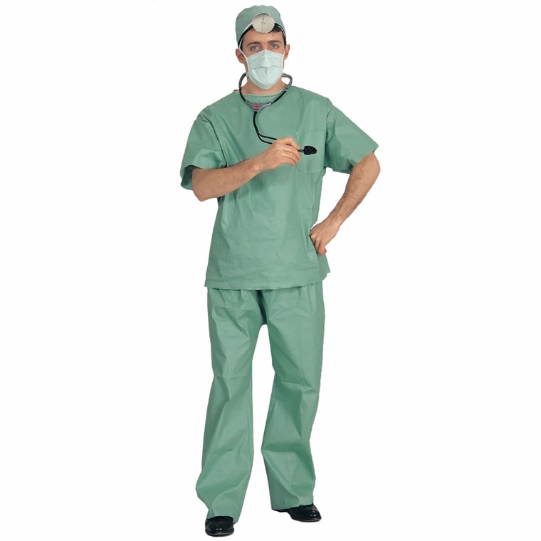 Doctor Surgeon Medical Emergency Uniform Adult Mens Costume & Stethoscope