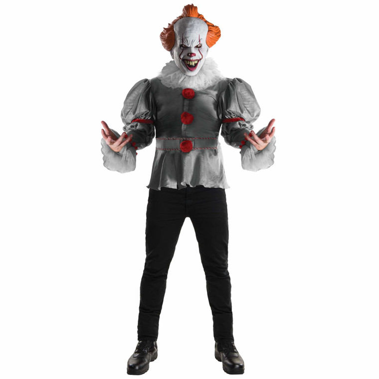 Pennywise Deluxe IT Movie Stephen King Horror Clown Mens Costume & Mask