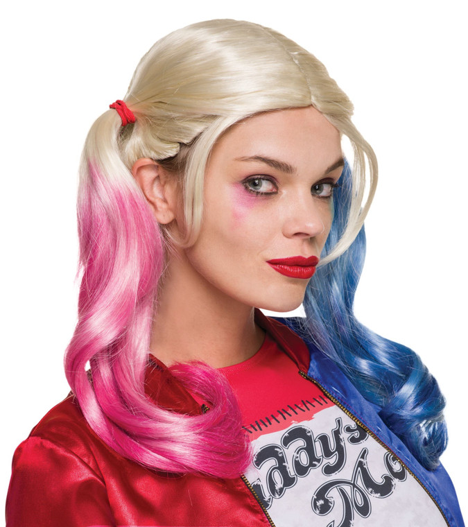 Harley Quinn Suicide Squad Pink Blue Pigtails Supervillain Women Costume Wig