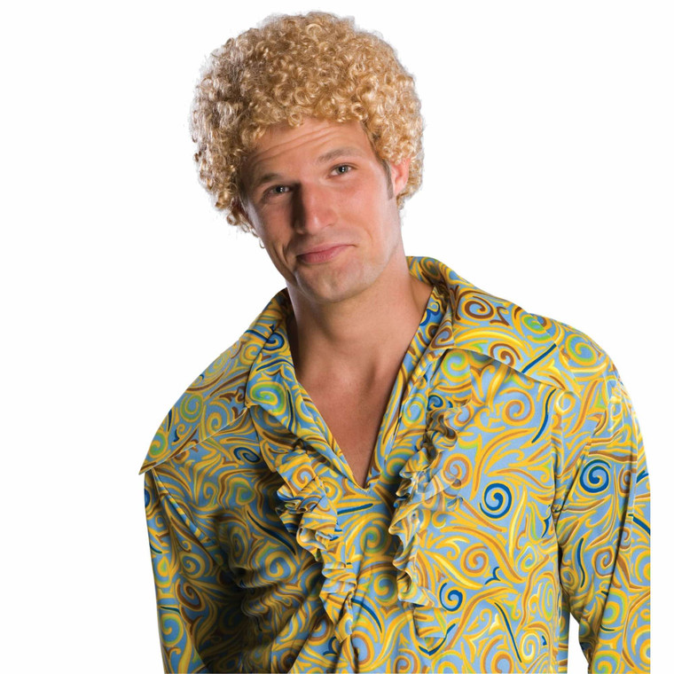 Tight Fro Blonde Afro Will Ferrell 1970s 1980s Disco Mens Costume Wig