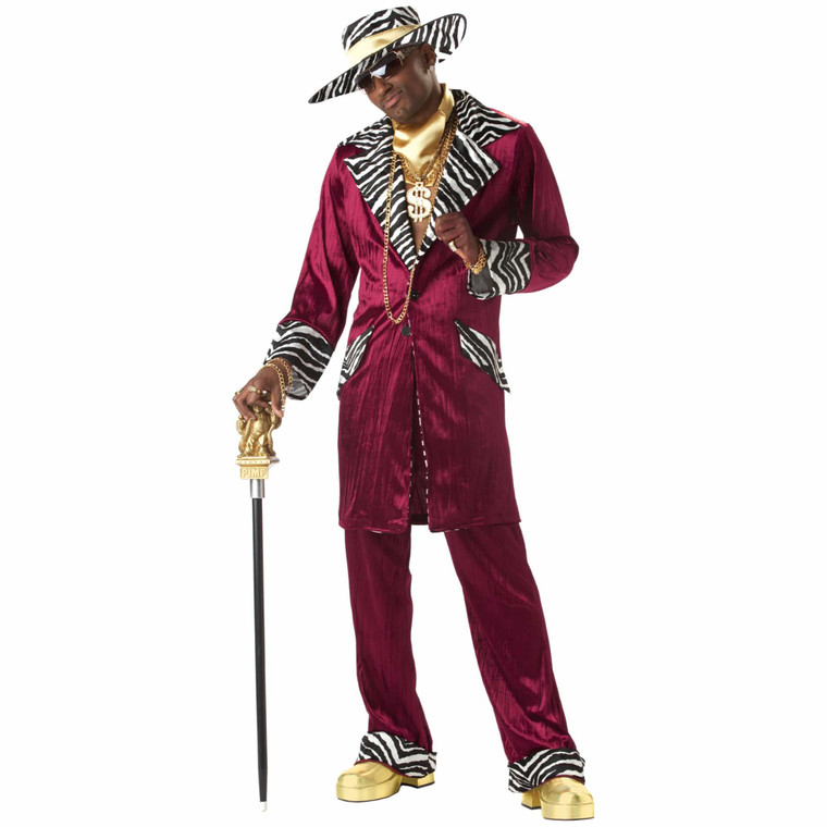 Sweet Daddy Beaujolais Red Pimp Gangster 1920s 1970s Men Costume