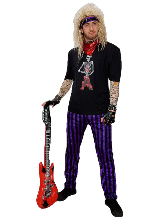 80s Hair Band 1980s Heavy Metal Glam Rock Star Rocker Purple Adult Mens Costume