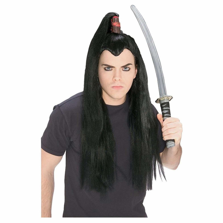 Samurai Ninja Japanese Warrior Japan Asian Oriental Men Costume Wig