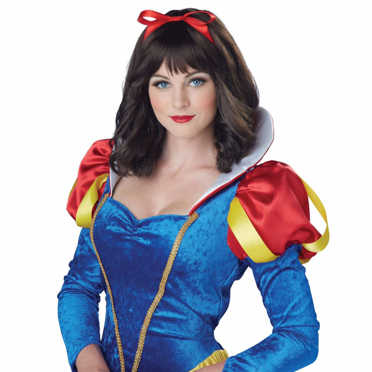 Snow White Princess Fairytale Storybook Women Costume Wig with Headband