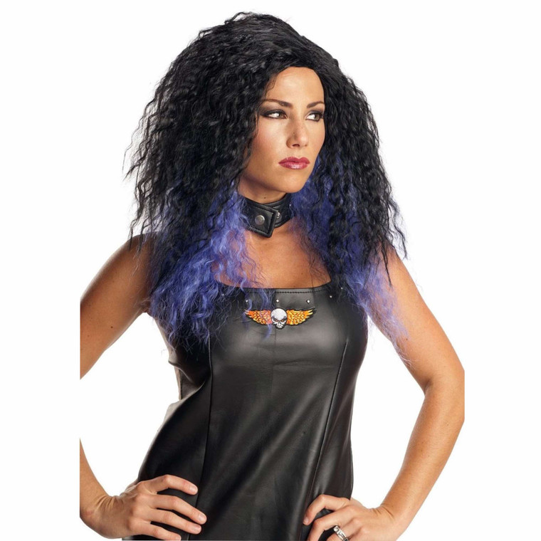 Taboo Purple Black Witch Vampire Vampiress 1980s Punk Rock Women Costume Wig