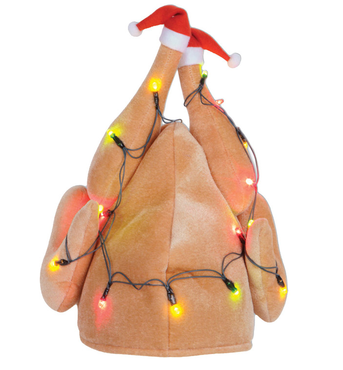 Christmas Turkey Deluxe Thanksgiving Dinner Mens Womens Costume Light Up Hat