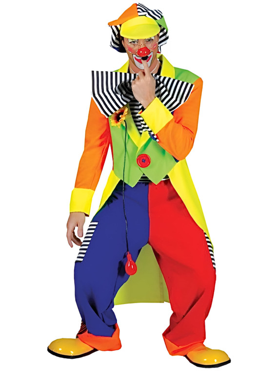 Spanky Striped Clown Circus Joker Birthday Party Funny Dress Up Men Costume