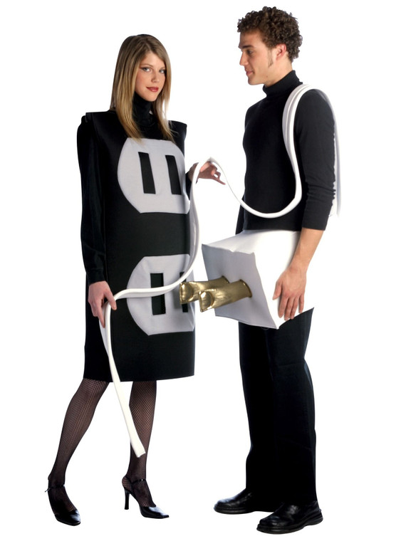 Plug And Socket Shocking Electric Funny Couples Mens Womens Costume OS