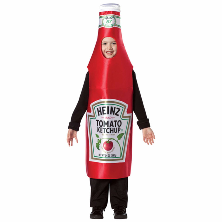 Heinz Ketchup Classic Bottle Red Tomato Sauce Condiment Child Boys Costume 7-10