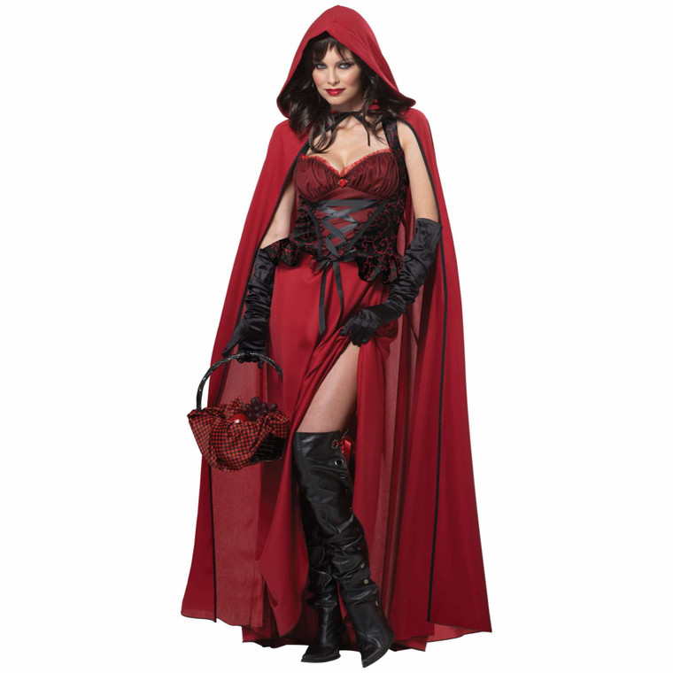 Dark Red Riding Hood Gothic Story Book Fairytale Adult Womens Costume