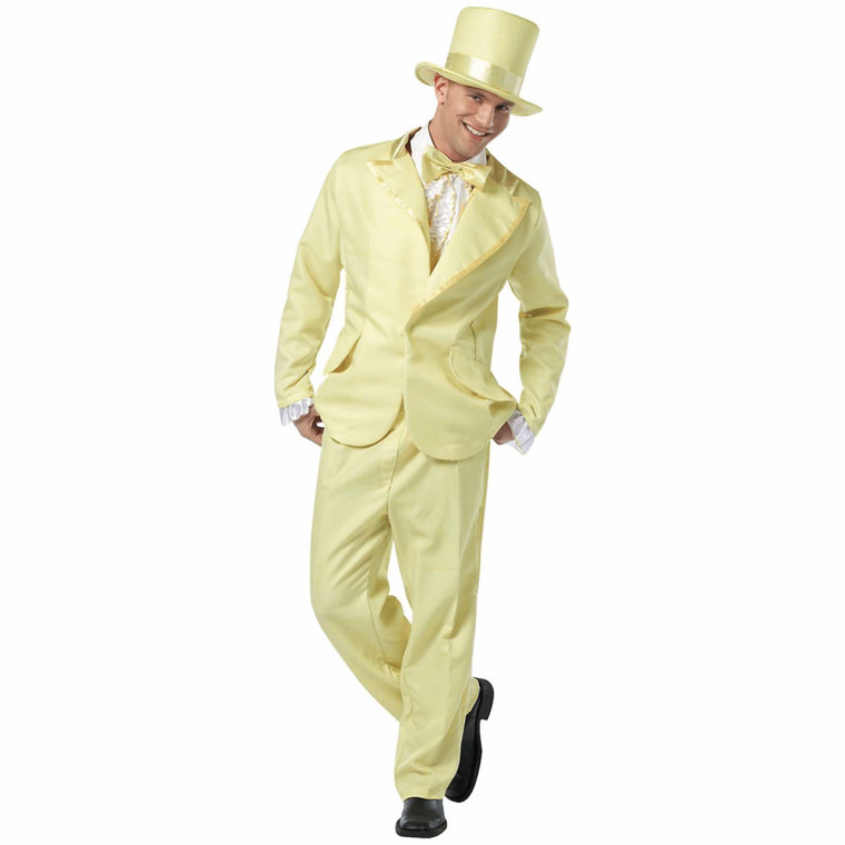70s Funky Tux Yellow Tuxedo Prom Boy Leisure Suit Dress Up Adult Mens Costume