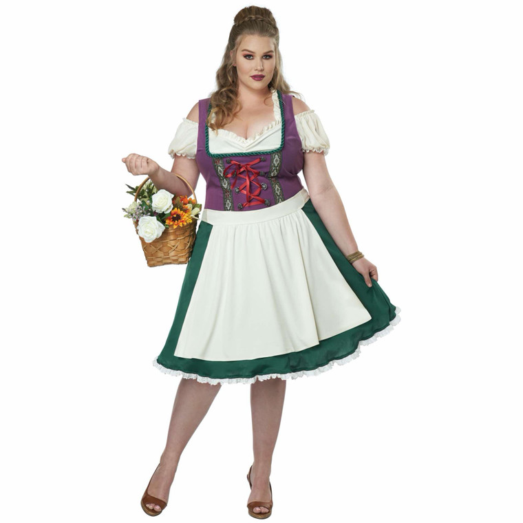 Bavarian Beer Maid Oktoberfest Dirndl German Gretchen Womens Costume Plus