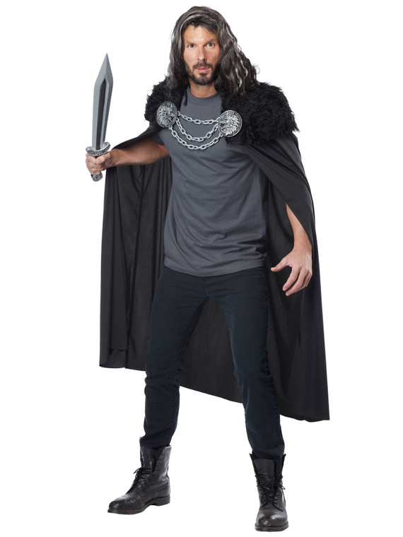 Wolf Clan Warrior Viking Medieval Renaissance Black Men Costume Cape