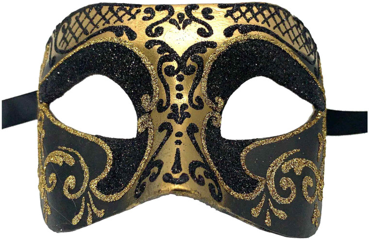 Settecento Brill Gold Black Venetian Italian Made Masquerade Womens Mask