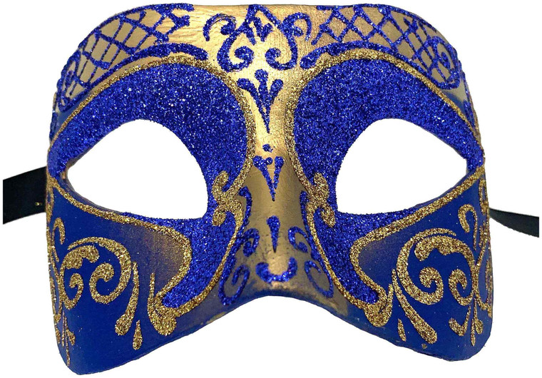 Settecento Brill Gold Blue Venetian Italian Made Masquerade Womens Mask