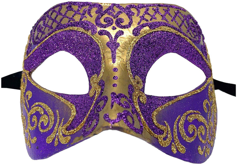 Settecento Brill Gold Purple Venetian Italian Made Masquerade Womens Mask