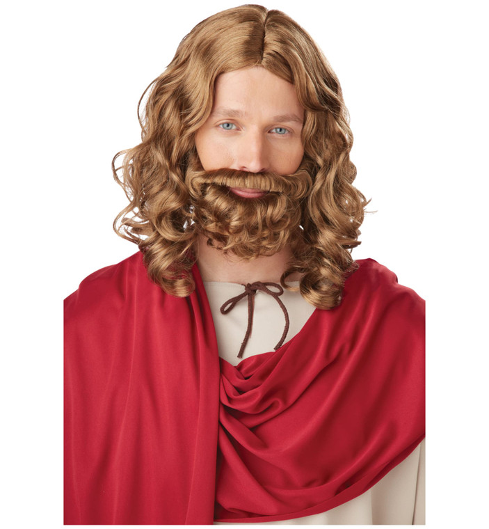 Jesus Biblical 70s Hippie Christmas Good Friday Easter Men Costume Wig & Beard