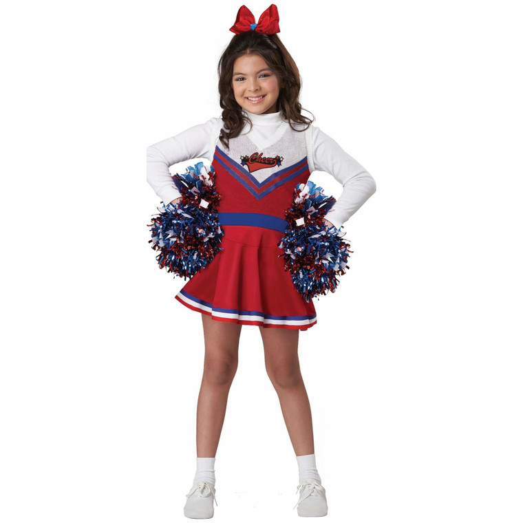 Go Team Patriotic Cheerleader Sport Book Week Girls Pom Poms & Costume