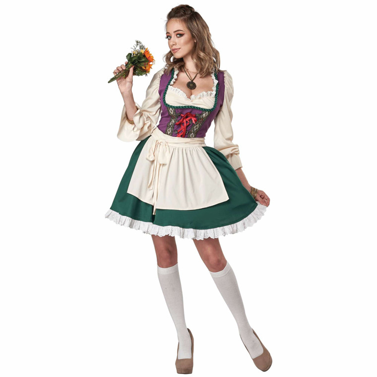 Beer Garden Girl Maid Dirndl Bavarian German Oktoberfest Adult Womens Costume