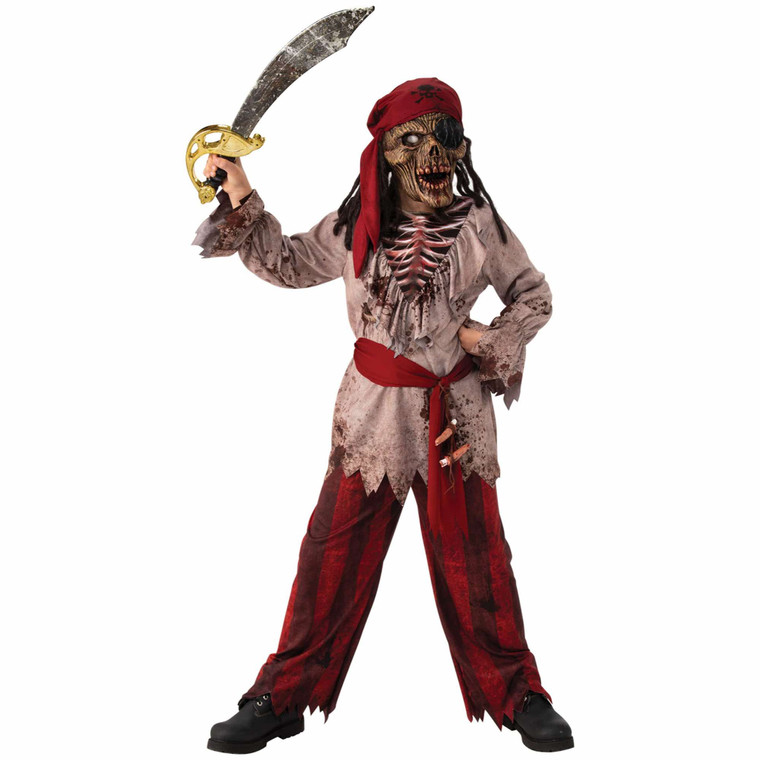 Skeleton Pirate Buccaneer Horror Halloween Dress Up Child Boys Costume