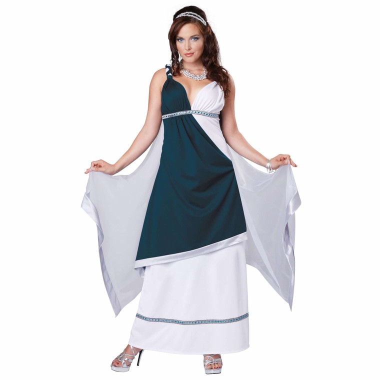 Roman Beauty Goddess Greek Blue Toga Ancient Party Dress Up Womens Costume