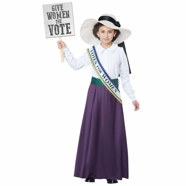American Suffragette US Vote Victorian Political Patriotic 20s Girls Costume