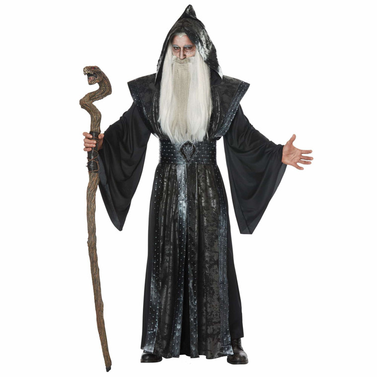 Dark Wizard Sorcerer Magician Medieval Robe Story Book Week Mens Costume