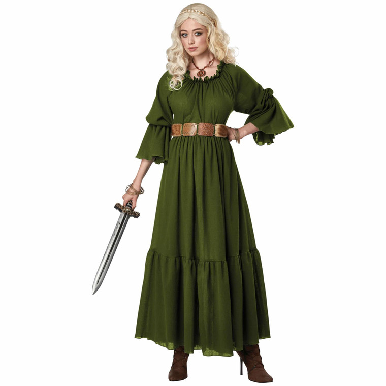 Renaissance Peasant Chemise Medieval Maid Marion Olive Adult Womens Costume