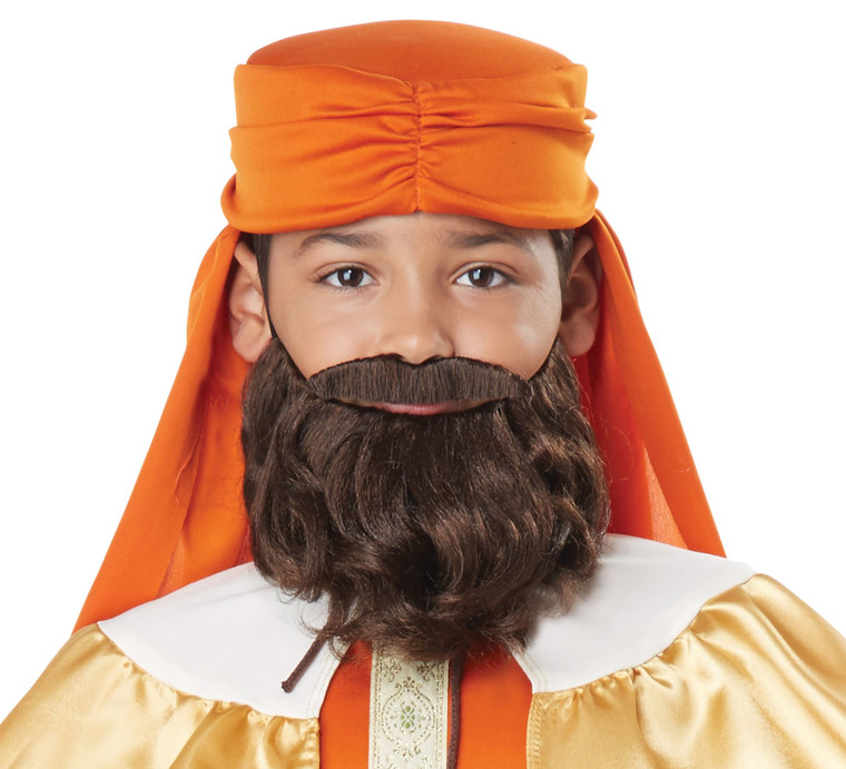 Gaspar The Wise Man Three King Christmas Boys Costume Brown Moustache & Beard