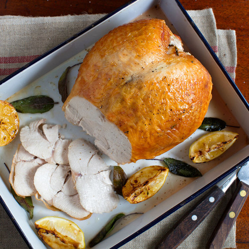 This roast is made of 100% pure turkey breast meat. Easy to cook, easy to carve & perfect for smaller gatherings.