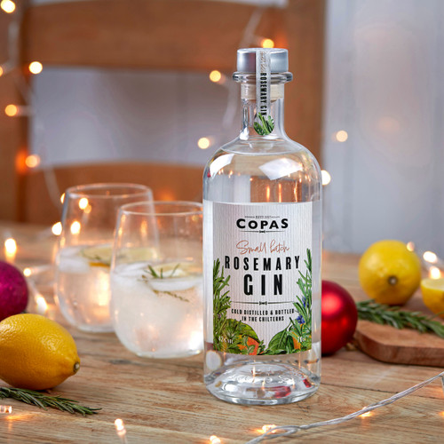 Our Copas gin in glasses, served with a twist of lemon