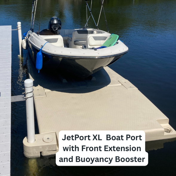 JetPort XL Boat Lift Complete with Front Platform and Buoyancy Booster JetPort XL Boat Lift Complete with Front Platform and Buoyancy Booster