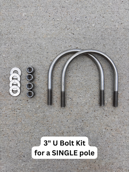 U Bolt Kit for 3" or 4" Single Poles