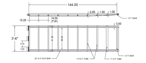 Engineered Drawing of Residential Aluminum Gangway 3X12