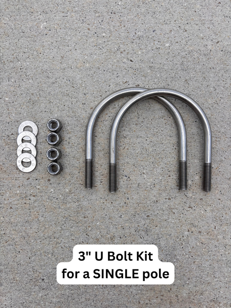 U Bolt Kit for 3" or 4" Single Poles