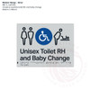 Modern Range - Silver Acrylic Braille Signs - Unisex Accessible Toilet RH and Baby Change