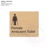Carbonised Bamboo Tactile Braille Signs - Female Ambulant Toilet