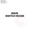 Main Switch Room Black Decal - Standard fire statutory sign, compliant with the Building Code of Australia requirements.