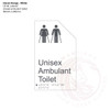 Classic Range - Matte White Acrylic Braille Signs - Unisex Ambulant Toilet