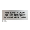Fire Safety Door Do Not Obstruct Do Not Keep Open (satin natural anodised aluminium) - Standard fire safety door statutory sign, compliant with the Building Code of Australia requirements.