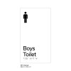 Pillar Range - Matte White Acrylic Braille Signs - Boys Toilet