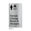 Pillar Range - Matte Brushed Stainless Steel Braille Signs - Female Change Room and Showers