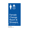 Pillar Range - Matte Accessible Blue Acrylic Braille Signs - Female Change Room and Showers
