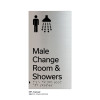 Pillar Range - Satin Natural Anodised Braille Signs - Male Change Room and Showers