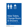 Pillar Range - Matte Accessible Blue Acrylic Braille Signs - Male Toilets, Change Room and Showers