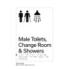 Pillar Range - Matte White Acrylic Braille Signs - Male Toilets, Change Room and Showers